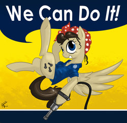 Size: 1280x1237 | Tagged: safe, artist:my-little-veteran, pegasus, pony, ponified, rosie the riveter