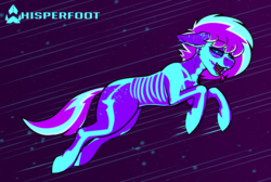 Size: 1338x900 | Tagged: safe, artist:whisperfoot, oc, oc only, oc:berry frost, earth pony, pony, bodypaint, bone, butt freckles, clothes, costume, ear fluff, ear freckles, face paint, freckles, glowing, glowing eyes, glowing mane, glowing paint, hooves, jumping, leaping, looking at you, male, motion lines, multicolored hair, paint, ribcage, skeleton, skeleton costume, solo