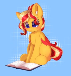 Size: 2521x2666 | Tagged: safe, artist:adostume, oc, oc only, oc:bunsetti, pegasus, pony, book, colored wings, colored wingtips, cute, female, high res, mare, not sunset shimmer, reading, sitting, solo