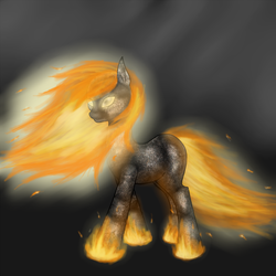 Size: 1440x1440 | Tagged: safe, artist:akaelin, pony, coal, fire, ponified