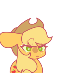 Size: 2200x2200 | Tagged: safe, artist:kawainee666, applejack, earth pony, pony, g4, angry, big ears, cowboy hat, female, hat, high res, mare, simple background, solo, transparent background