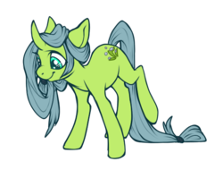 Size: 518x394 | Tagged: safe, artist:cuddlycuttlefish, oc, oc only, oc:meadowmist, pony, unicorn, looking down, simple background, solo