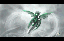 Size: 1280x825 | Tagged: safe, artist:grissaecrim, elemental, pony, bat wings, four wings, multiple wings, wind, wings