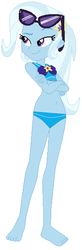Size: 1873x5721 | Tagged: safe, artist:jawsandgumballfan24, artist:selenaede, trixie, human, equestria girls, g4, my little pony equestria girls: better together, barefoot, bikini, clothes, feet, female, simple background, smug, solo, sunglasses, swimsuit, trixie's beach shorts swimsuit, white background