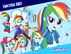 Size: 1440x1080 | Tagged: safe, artist:almostfictional, artist:android95ec, artist:ilaria122, artist:luckreza8, artist:whalepornoz, rainbow dash, pegasus, pony, eqg summertime shorts, equestria girls, equestria girls series, forgotten friendship, g4, legend of everfree, my little pony equestria girls, spring breakdown, spoiler:eqg series (season 2), bikini, camp everfree outfits, camper, clothes, cute, cutie mark, female, geode of super speed, looking at you, loyalty, magical geodes, mare, open mouth, ponied up, shoes, skirt, super ponied up, swimsuit, vector, wallpaper