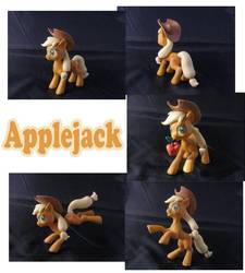 Size: 848x943 | Tagged: safe, artist:claypita, applejack, earth pony, pony, g4, apple, clay, cowboy hat, craft, female, food, hat, mare, photo, sculpture, solo, traditional art