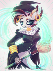 Size: 1500x2000 | Tagged: safe, artist:alexbluebird, zecora, anthro, g4, clothes, costume, ear fluff, ear piercing, earring, halloween, halloween costume, hat, holiday, jewelry, looking at you, mop, piercing, witch, witch hat