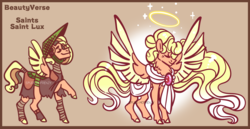 Size: 1926x990 | Tagged: safe, artist:mrraapeti, oc, oc only, oc:lux, pegasus, pony, clothes, halo, solo