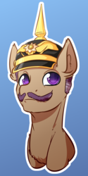 Size: 2000x4000 | Tagged: safe, artist:witchtaunter, oc, oc only, earth pony, pony, bust, commission, facial hair, german empire, germany, hat, kaiser, moustache, pickelhaube, ponified, portrait, solo