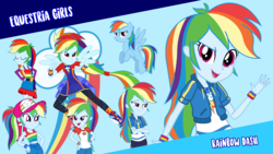 Size: 1920x1080 | Tagged: safe, artist:almostfictional, artist:android95ec, artist:ilaria122, artist:luckreza8, artist:whalepornoz, rainbow dash, pegasus, pony, equestria girls, equestria girls specials, g4, my little pony equestria girls, my little pony equestria girls: better together, my little pony equestria girls: forgotten friendship, my little pony equestria girls: legend of everfree, my little pony equestria girls: spring breakdown, my little pony equestria girls: summertime shorts, bikini, camp everfree outfits, camper, clothes, cute, cutie mark, female, geode of super speed, looking at you, loyalty, magical geodes, mare, open mouth, ponied up, shoes, skirt, super ponied up, swimsuit, vector, wallpaper