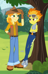 Size: 640x982 | Tagged: safe, artist:3d4d, braeburn, spitfire, equestria girls, g4, date, equestria girls-ified, female, forest, male, shipping, spitburn, straight, tree