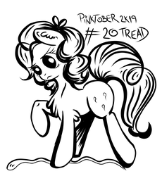 Size: 2651x2882 | Tagged: safe, artist:coco-drillo, pinkie pie, earth pony, pony, snake, g4, angry, don't tread on me, female, high res, inktober, monochrome, pinktober, solo, swirly mane, tread