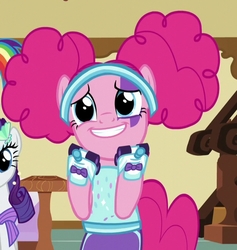 Size: 626x659 | Tagged: safe, screencap, pinkie pie, rainbow dash, rarity, pony, g4, scare master, clothes, costume, cropped, cute, diapinkes, nightmare night, nightmare night costume, pinkie puffs, roller skates, smiling, solo focus, sugarcube corner