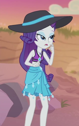 Size: 635x1004 | Tagged: safe, screencap, rarity, aww... baby turtles, equestria girls, g4, my little pony equestria girls: better together, beach, beach babe, bikini, bikini top, clothes, cropped, female, geode of shielding, hat, legs, magical geodes, midriff, outdoors, sarong, solo, sun hat, swimsuit