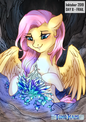 Size: 2149x3035 | Tagged: safe, artist:tokokami, fluttershy, pegasus, pony, g4, female, flower, glowing, high res, inktober, inktober 2019, mare, solo