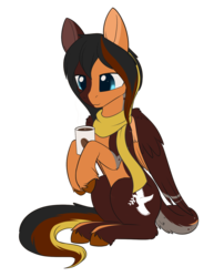 Size: 1194x1476 | Tagged: safe, artist:dusthiel, oc, oc only, oc:daniel dasher, dracony, hybrid, pegasus, pony, clothes, commission, gift art, leonine tail, male, scarf, simple background, sitting, smiling, solo, stallion, transparent background
