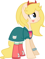 Size: 3000x3964 | Tagged: safe, artist:avonir, earth pony, pony, boots, clothes, crossover, devil horns, female, high res, horns, mare, ponified, shoes, simple background, smiling, solo, star butterfly, star vs the forces of evil, transparent background, vector