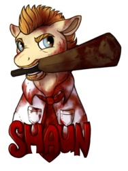 Size: 687x916 | Tagged: safe, artist:spiggy-the-cat, pony, blood, ponified, shaun of the dead