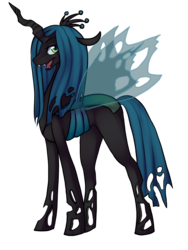 Size: 1200x1600 | Tagged: safe, artist:ninetail-fox, queen chrysalis, changeling, changeling queen, g4, changelings in the comments, crown, female, floppy ears, jewelry, looking at you, open mouth, profile, raised eyebrow, regalia, simple background, solo, spread wings, transparent background, transparent wings, wings