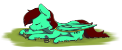 Size: 2398x988 | Tagged: safe, artist:fluka, oc, oc only, oc:zephyrhooves, pegasus, pony, artificial wings, augmented, cute, eyes closed, flower, mechanical wing, simple background, sniffing, solo, transparent background, wings