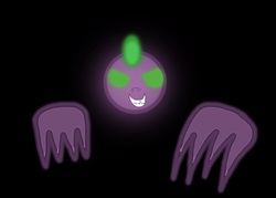 Size: 504x360 | Tagged: safe, artist:undeadponysoldier, spike, dragon, ghost, g4, claws, male, scary, solo