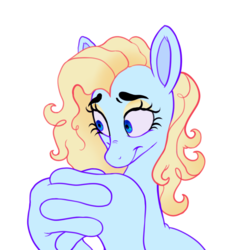 Size: 790x827 | Tagged: safe, artist:littmosa, oc, oc:sky sparkle, pegasus, pony, bust, eyeshadow, female, makeup, portrait, simple background, smiling, transparent background, wing hands, wings