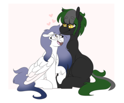 Size: 3000x2500 | Tagged: safe, artist:liefsong, oc, oc only, earth pony, pegasus, pony, commission, couple, heart, high res, wingding eyes