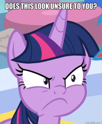 Size: 600x729 | Tagged: safe, edit, edited screencap, screencap, twilight sparkle, alicorn, pony, g4, the ending of the end, angry, caption, cropped, does this look unsure to you?, female, frown, image macro, just one bite, memeful.com, solo, spongebob squarepants, text, twilight sparkle (alicorn)
