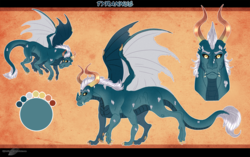 Size: 1539x965 | Tagged: safe, artist:bijutsuyoukai, oc, oc only, oc:tyrannus, hybrid, pony, magical gay spawn, offspring, parent:dragon lord torch, parent:lord tirek, reference sheet, solo
