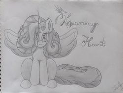 Size: 3264x2448 | Tagged: safe, artist:mathematiciennejusticiere, oc, oc only, oc:harmony heart, alicorn, pony, heart, high res, horn, solo, wings, writing
