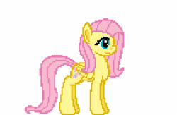 Size: 288x188 | Tagged: safe, artist:zeka10000, fluttershy, pegasus, pony, g4, animated, blinking, breathing, female, folded wings, gif, pixel art, profile, simple background, solo, standing, transparent background, wings
