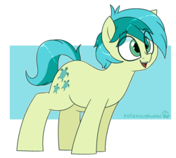 Size: 2000x1800 | Tagged: safe, artist:notenoughapples, sandbar, earth pony, pony, g4, abstract background, cute, eye clipping through hair, leaning forward, male, open mouth, sandabetes, simple background, smiling, solo, stallion, standing