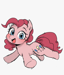 Size: 750x882 | Tagged: safe, artist:manachaaaaaaaa, pinkie pie, earth pony, pony, g4, cute, diapinkes, female, gray background, mare, open mouth, pixiv, simple background, sketch, solo