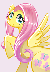 Size: 516x729 | Tagged: safe, artist:mikepo12, fluttershy, pegasus, pony, g4, cute, female, looking at you, mare, pixiv, shyabetes, solo