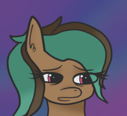 Size: 381x348 | Tagged: safe, oc, oc only, earth pony, pony, colored sketch, eyebrows, sad, sleep deprivation, solo, tired