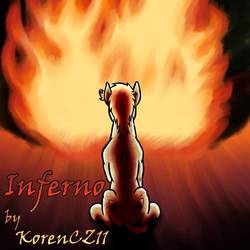 Size: 894x894 | Tagged: safe, artist:korencz11, earth pony, pony, fanfic:inferno, fanfic, fanfic art, fanfic cover, fire, solo