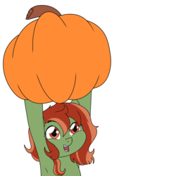 Size: 1000x1000 | Tagged: safe, artist:asksonatadusk, oc, oc only, oc:withania nightshade, earth pony, original species, plant pony, pony, armpits, commission, female, heart eyes, mare, plant, pumpkin, simple background, solo, transparent background, wingding eyes, ych result