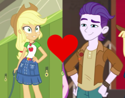 Size: 900x710 | Tagged: safe, artist:themexicanpunisher, edit, edited screencap, screencap, applejack, dirk thistleweed, accountibilibuddies, equestria girls, equestria girls series, g4, spoiler:choose your own ending (season 2), spoiler:eqg series (season 2), accountibilibuddies: snips, appledirk, female, geode of super strength, magical geodes, male, shipping, shipping domino, straight