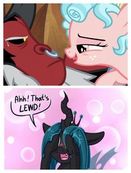 Size: 3106x4096 | Tagged: safe, artist:dsp2003, edit, screencap, cozy glow, lord tirek, queen chrysalis, changeling, changeling queen, pony, frenemies (episode), g4, age difference, female, filly, implied foalcon, lewd, male, ship:cozirek, shipping, straight