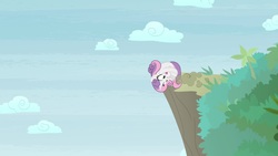Size: 1920x1080 | Tagged: safe, screencap, sweetie belle, pony, unicorn, g4, growing up is hard to do, being big is all it takes, cliff, cutie mark, female, mare, older, older sweetie belle, rariball, solo, sweetie ball, the cmc's cutie marks