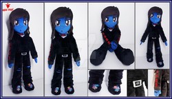 Size: 1024x588 | Tagged: safe, artist:lavim, equestria girls, g4, belt, boots, bring me the horizon, clothes, commission, drop dead clothing, equestria girls-ified, frown, hoodie, irl, jeans, male, oliver sykes, pants, photo, plushie, ripped jeans, shoes, sitting, solo, standing