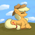 Size: 1024x1024 | Tagged: safe, artist:d.w.h.cn, applejack, earth pony, pony, g4, chest fluff, cloud, cute, ear fluff, eyes closed, female, jackabetes, leg fluff, mare, profile, prone, smiling, solo