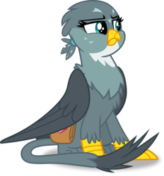 Size: 1577x1700 | Tagged: safe, artist:frownfactory, gabby, griffon, dragon dropped, g4, .svg available, claws, female, folded wings, frown, gabby is not amused, paws, saddle bag, simple background, sitting, solo, svg, talons, trace, transparent background, unimpressed, vector, wings