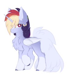 Size: 1074x1140 | Tagged: safe, artist:php146, oc, oc only, oc:nao, alicorn, pony, magical lesbian spawn, male, offspring, parent:rainbow dash, parent:twilight sparkle, parents:twidash, simple background, solo, stallion, white background