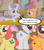 Size: 640x720 | Tagged: safe, edit, edited screencap, screencap, apple bloom, scootaloo, sweetie belle, pegasus, pony, unicorn, g4, my little pony: friendship is magic, the show stoppers, butt, comic, cutie mark crusaders, female, filly, freemason, illuminati, plot, rosicrucian, speech bubble, sweetie butt