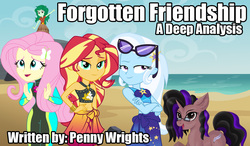 Size: 1168x684 | Tagged: safe, fluttershy, sunset shimmer, trixie, wallflower blush, oc, oc:penny wrights, equestria daily, equestria girls, equestria girls series, forgotten friendship, g4, analysis bronies