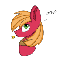 Size: 1378x1378 | Tagged: safe, artist:circuspaparazzi5678, big macintosh, earth pony, pony, g4, bust, eeyup, freckles, male, profile, shading, simple background, solo, speech, stallion, straw in mouth, transparent background