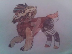 Size: 1024x768 | Tagged: safe, artist:dusk-wind24, oc, oc only, draconequus, okapi, draconequus oc, obtrusive watermark, solo, traditional art, watermark