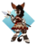 Size: 810x987 | Tagged: safe, artist:mamachubs, oc, oc only, okapi, african, black hair, clothes, hair, skirt, solo, spear, tribal, weapon