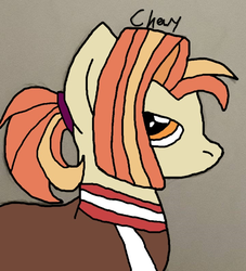 Size: 720x793 | Tagged: safe, artist:chewy-tartz, artist:icicle-niceicle-1517, color edit, edit, shimmy shake, earth pony, pony, 2 4 6 greaaat, g4, bust, clothes, colored, female, mare, ponytail, profile, solo, sweater